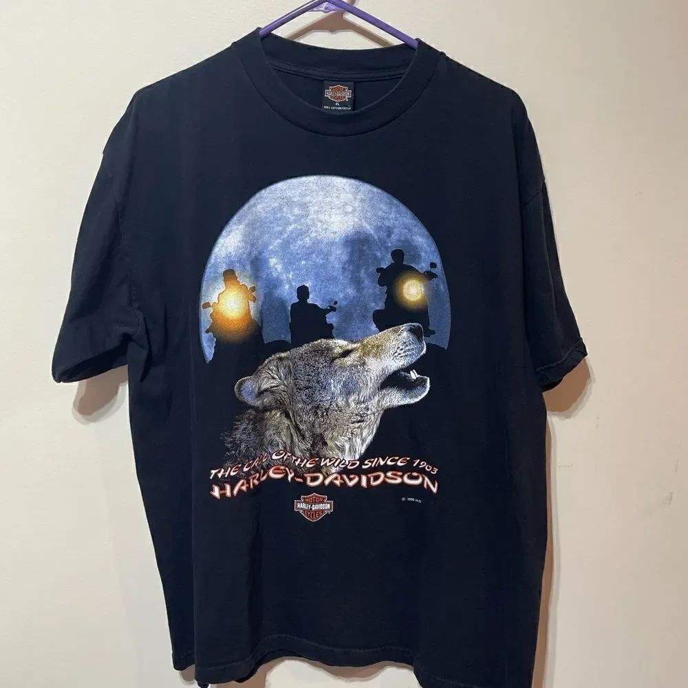 Harley Davidson Vintage 1998 Men’s Short Sleeve Shirt The Call of The Wild XL